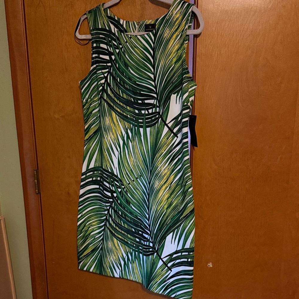 Worthington Tropical Leaf Print Mini Dress
